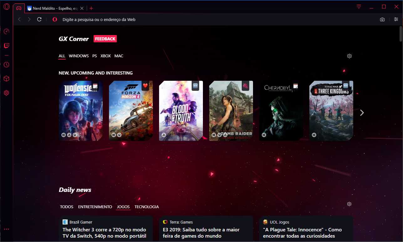 Opera GX  Um navegador gamer para facilitar sua vida